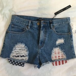 Forever 21 American Flag Denim Shorts NWT